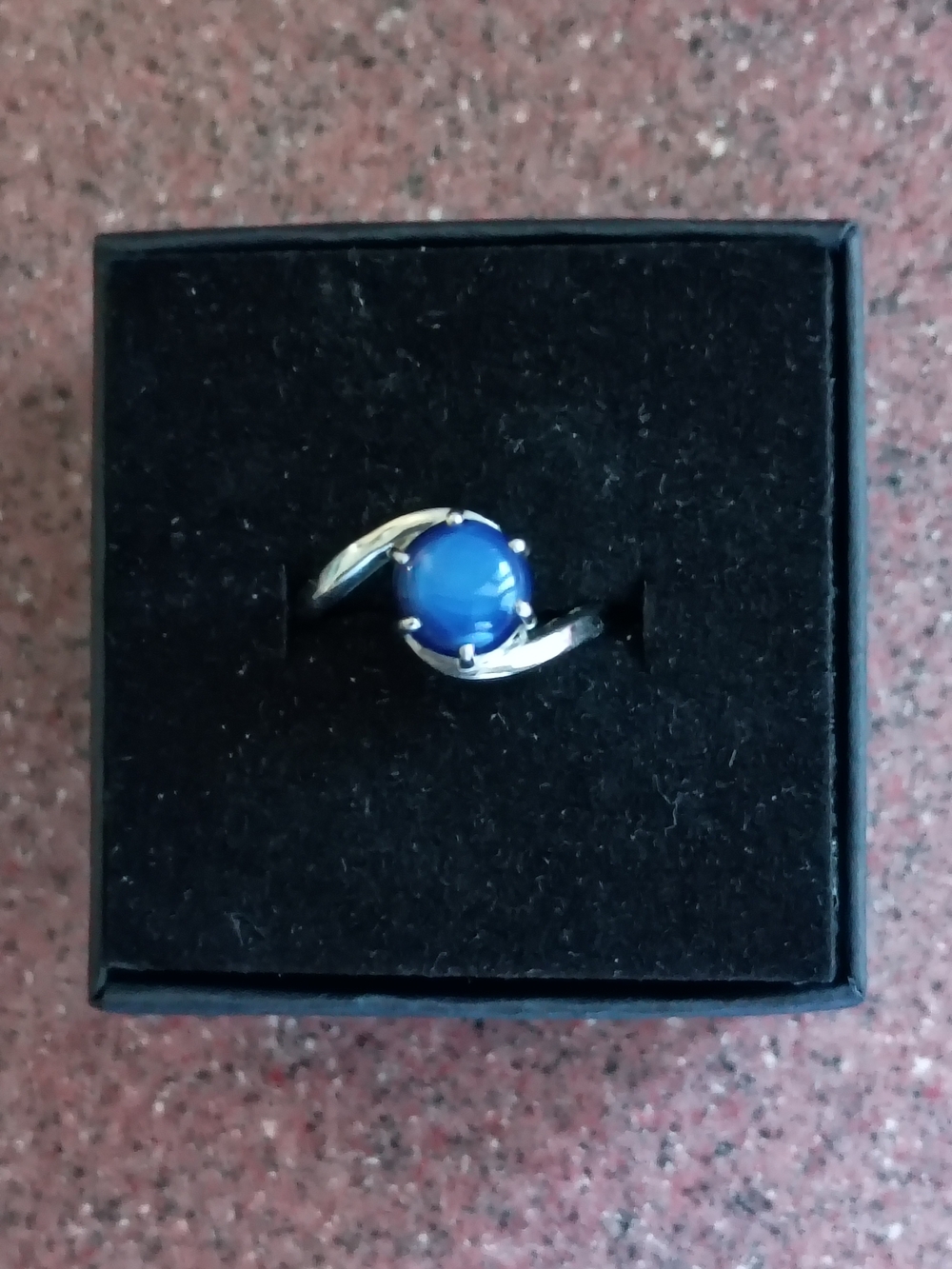 NEW 7mm Blue Star Sapphire Bypass Ring 925 Sterling sz 7 lab created Gift Box!
